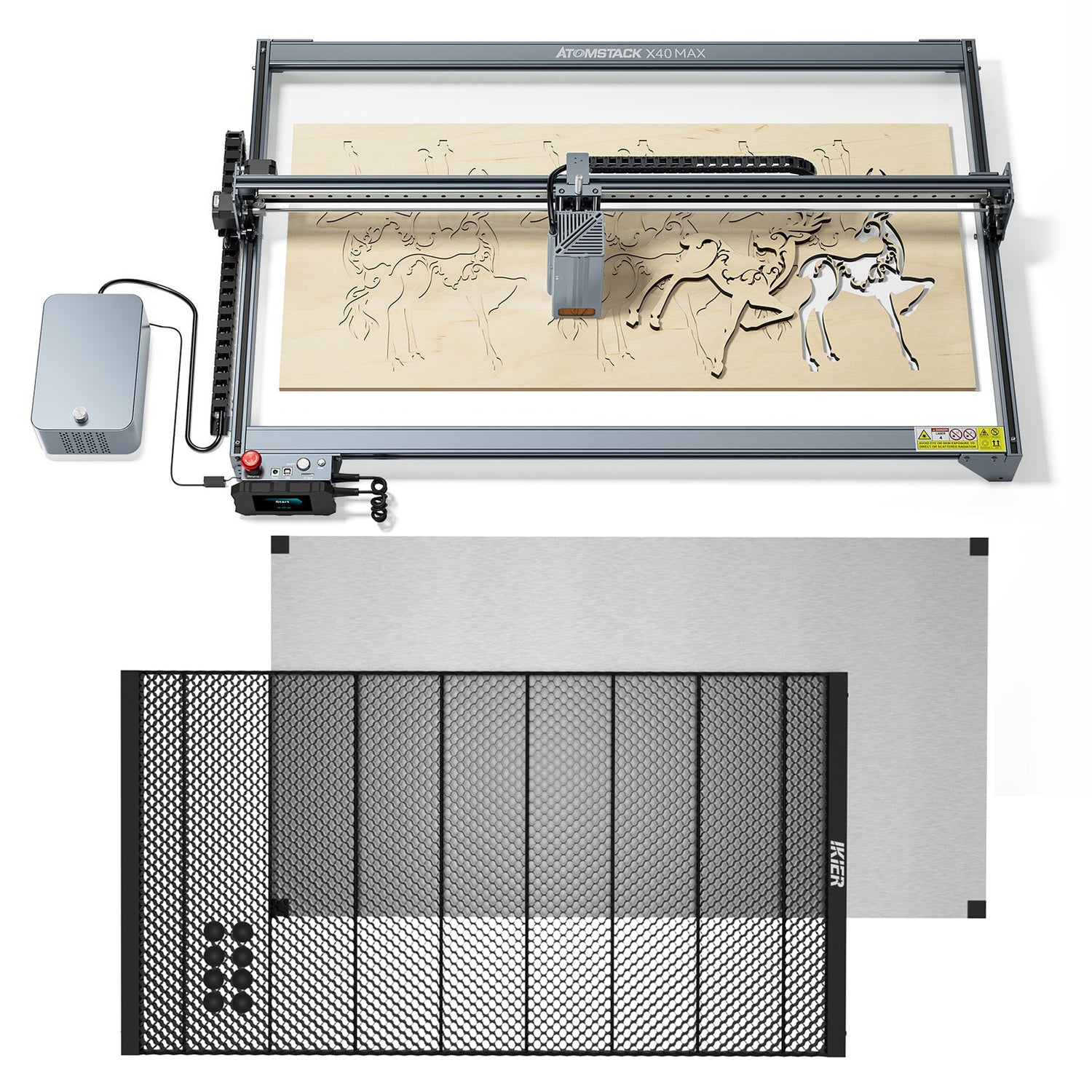 ATOMSTACK X40MAX S40MAX 210W Machine de gravure laser professionnelle + panneau de travail en nid d'abeille iKier 850*425mm