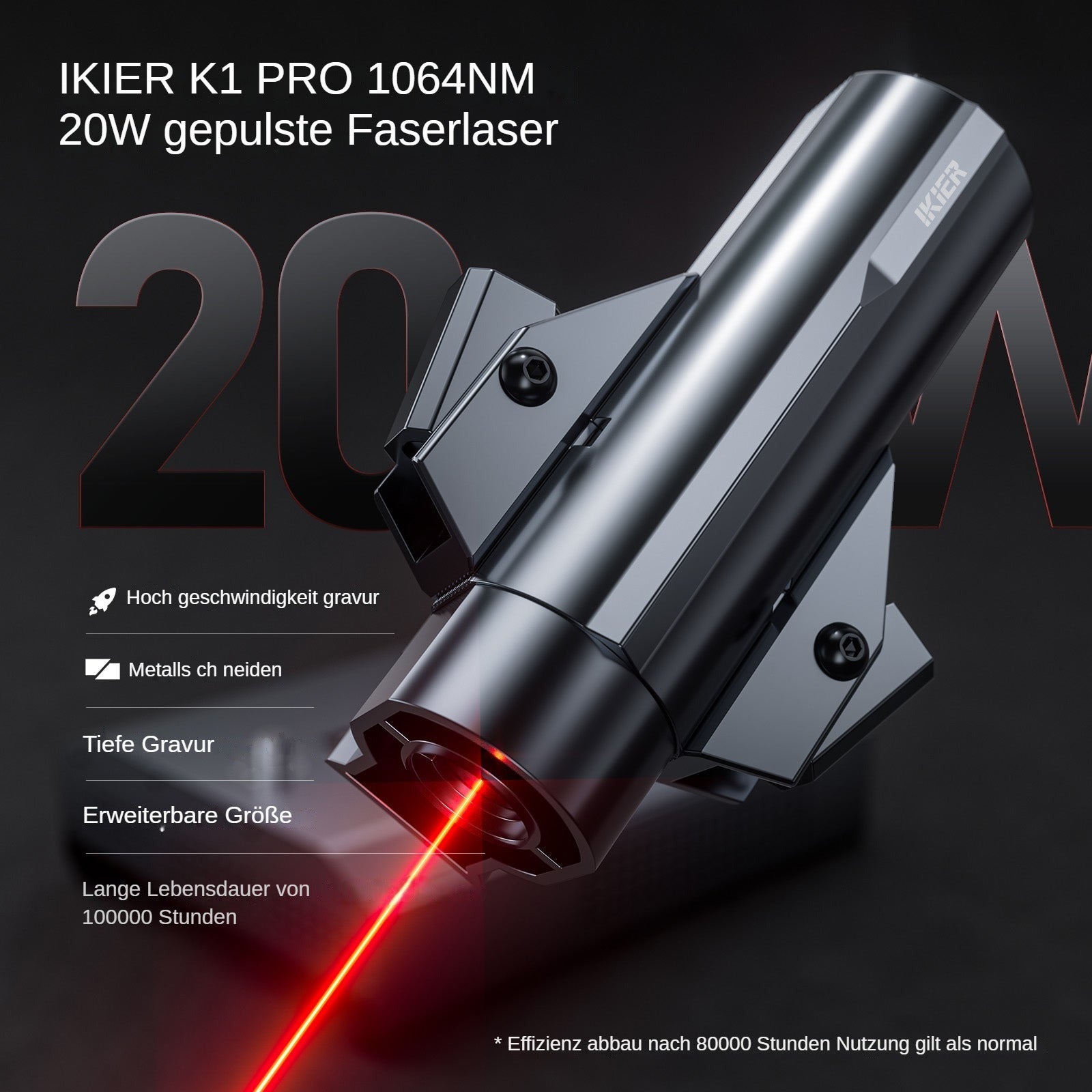graveur laser à fibre iKier K1 Pro 1064nm 20W